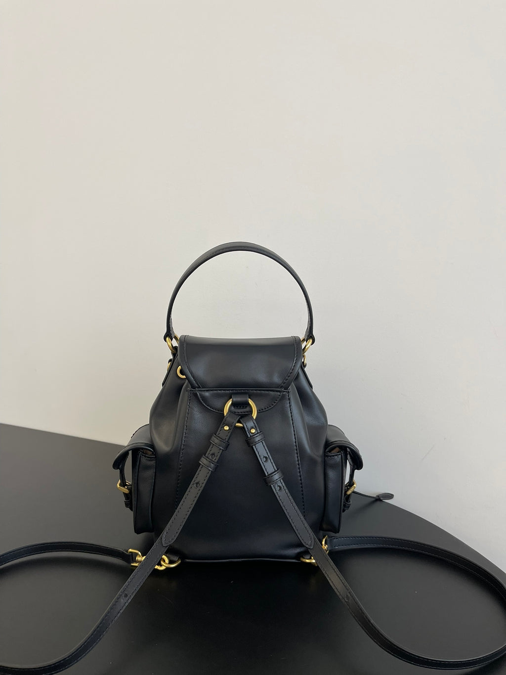 Miu Miu Leather Mini Backpack – Black