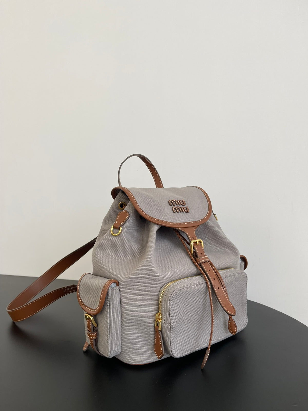 Miu Miu Canvas Backpack – Grey