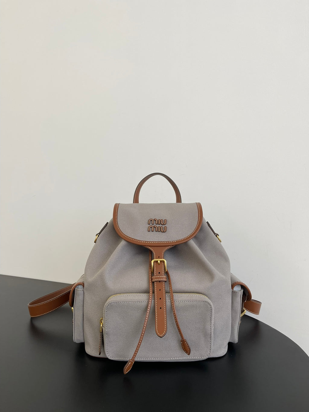 Miu Miu Canvas Backpack – Grey