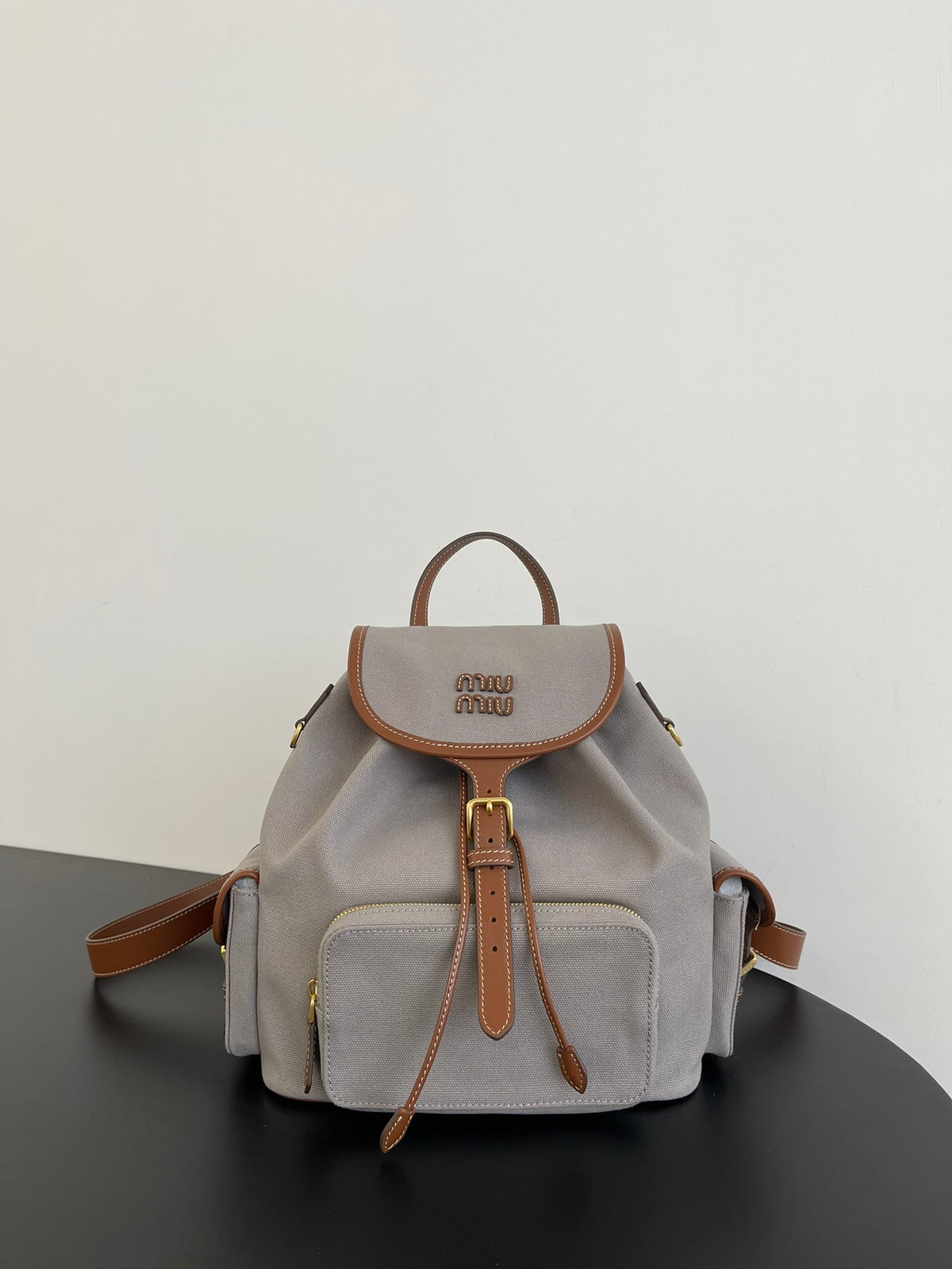 Miu Miu Canvas Backpack – Grey