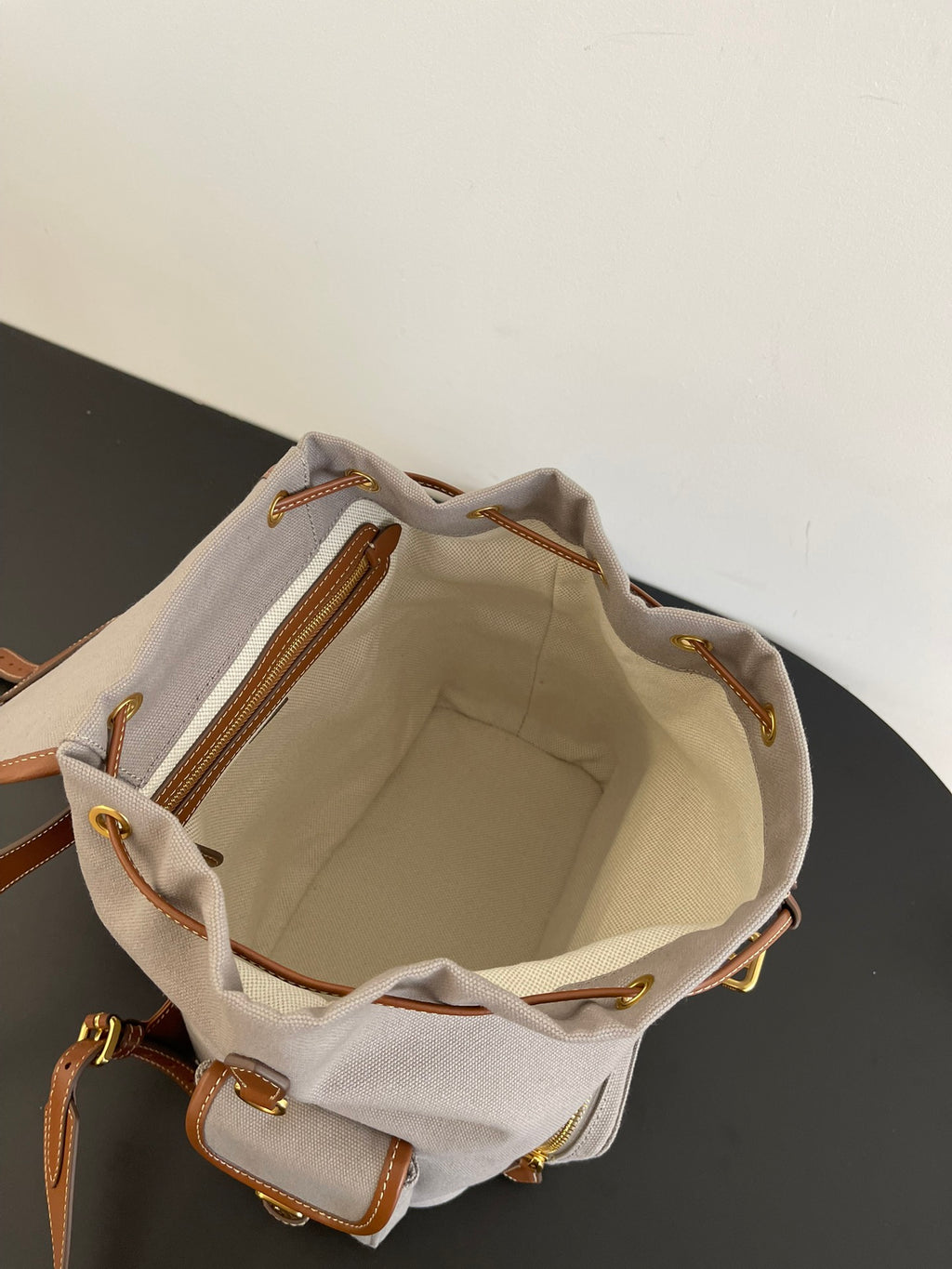 Miu Miu Canvas Backpack – Grey