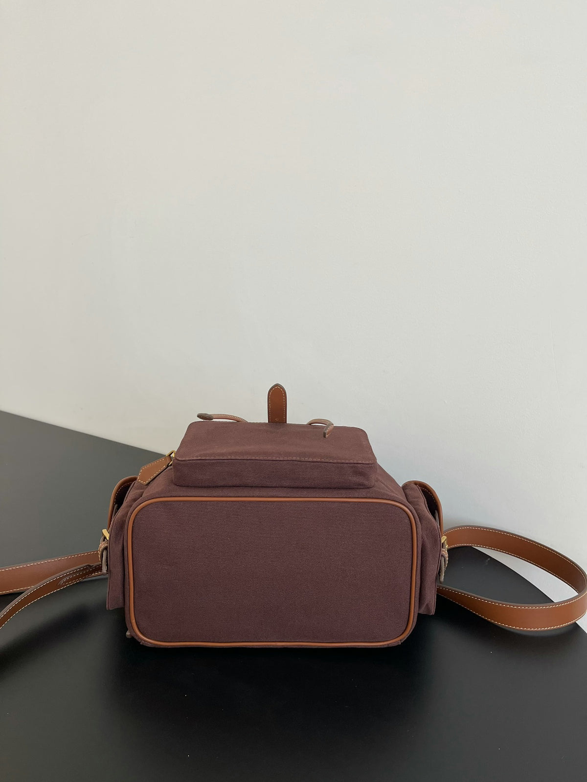 Miu Miu Canvas Backpack – Dark Brown