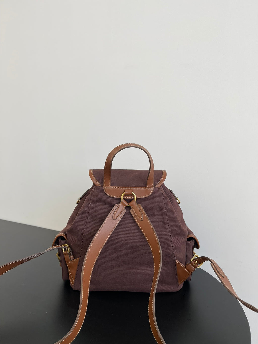 Miu Miu Canvas Backpack – Dark Brown