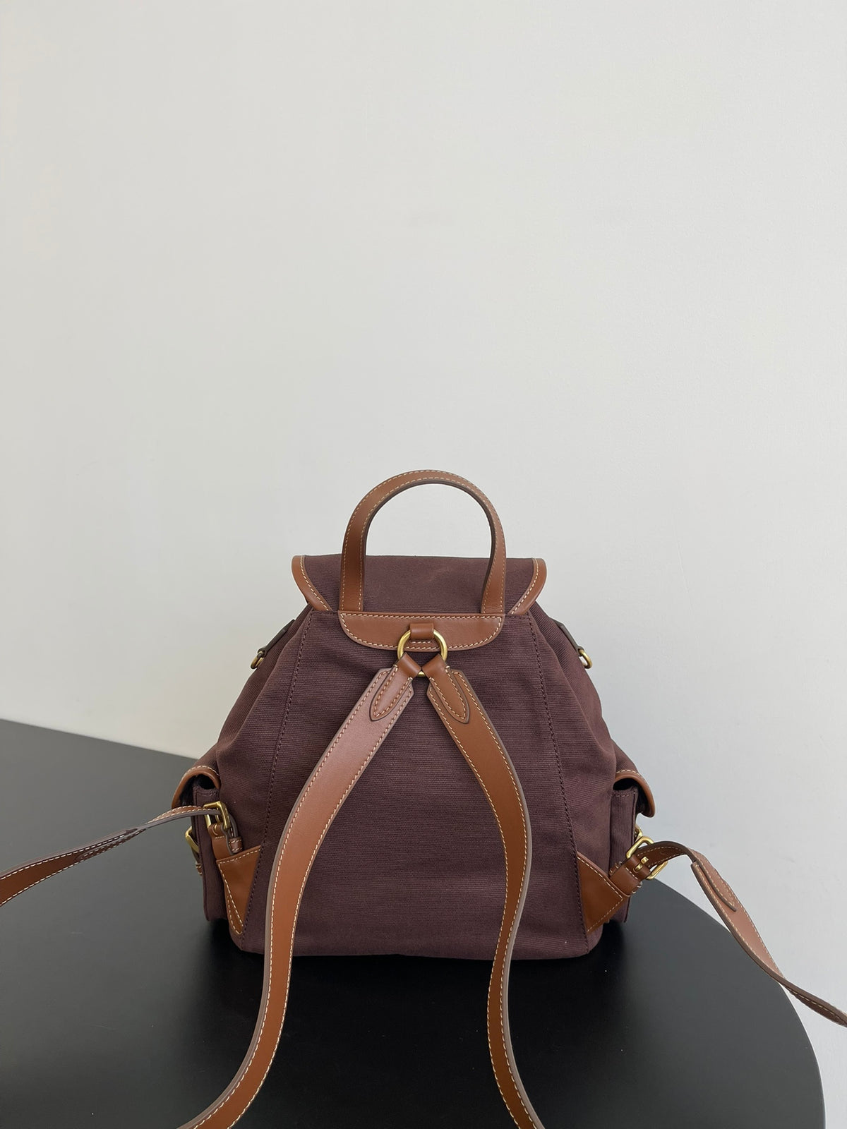 Miu Miu Canvas Backpack – Dark Brown
