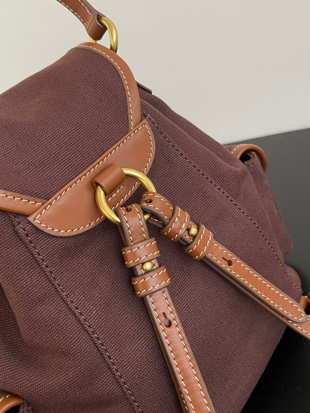 Miu Miu Canvas Mini Backpack – Dark Brown