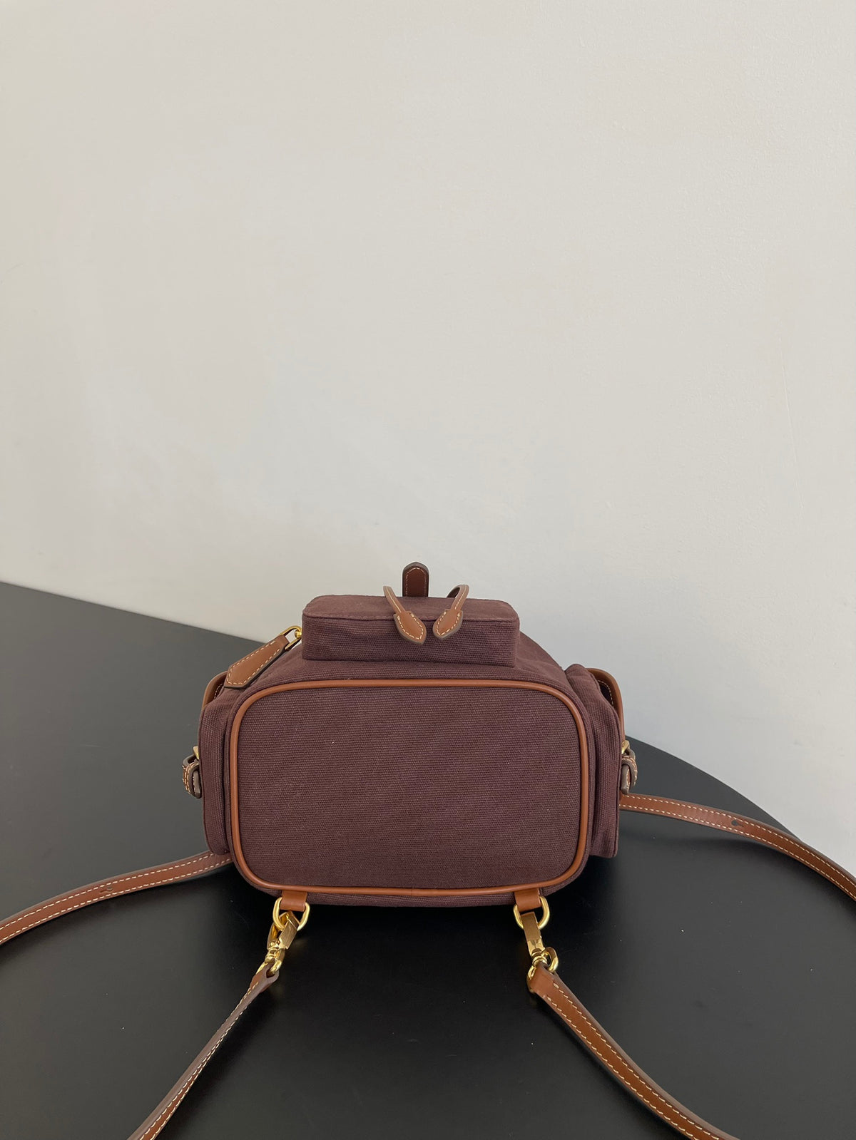 Miu Miu Canvas Mini Backpack – Dark Brown