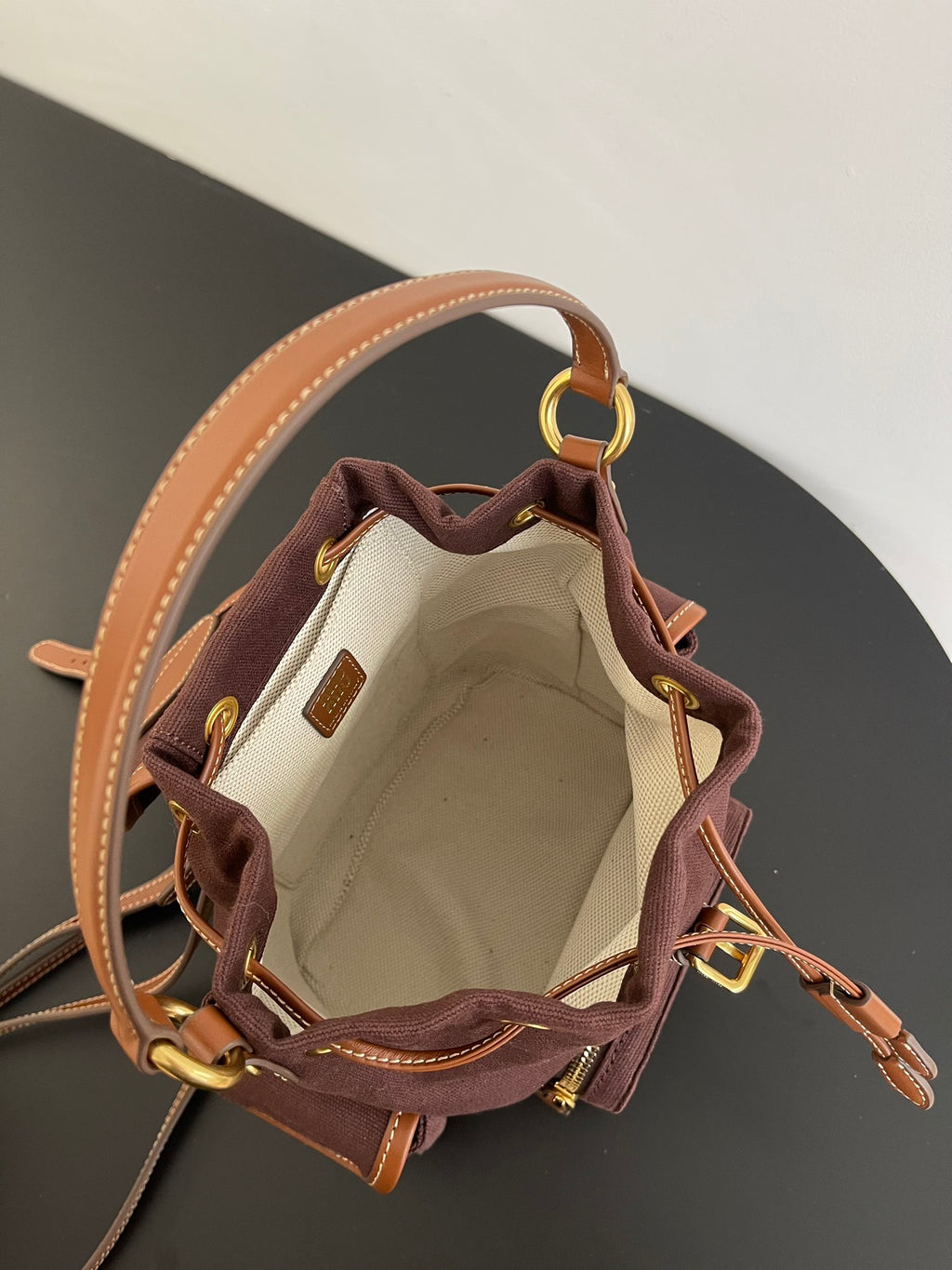 Miu Miu Canvas Mini Backpack – Dark Brown