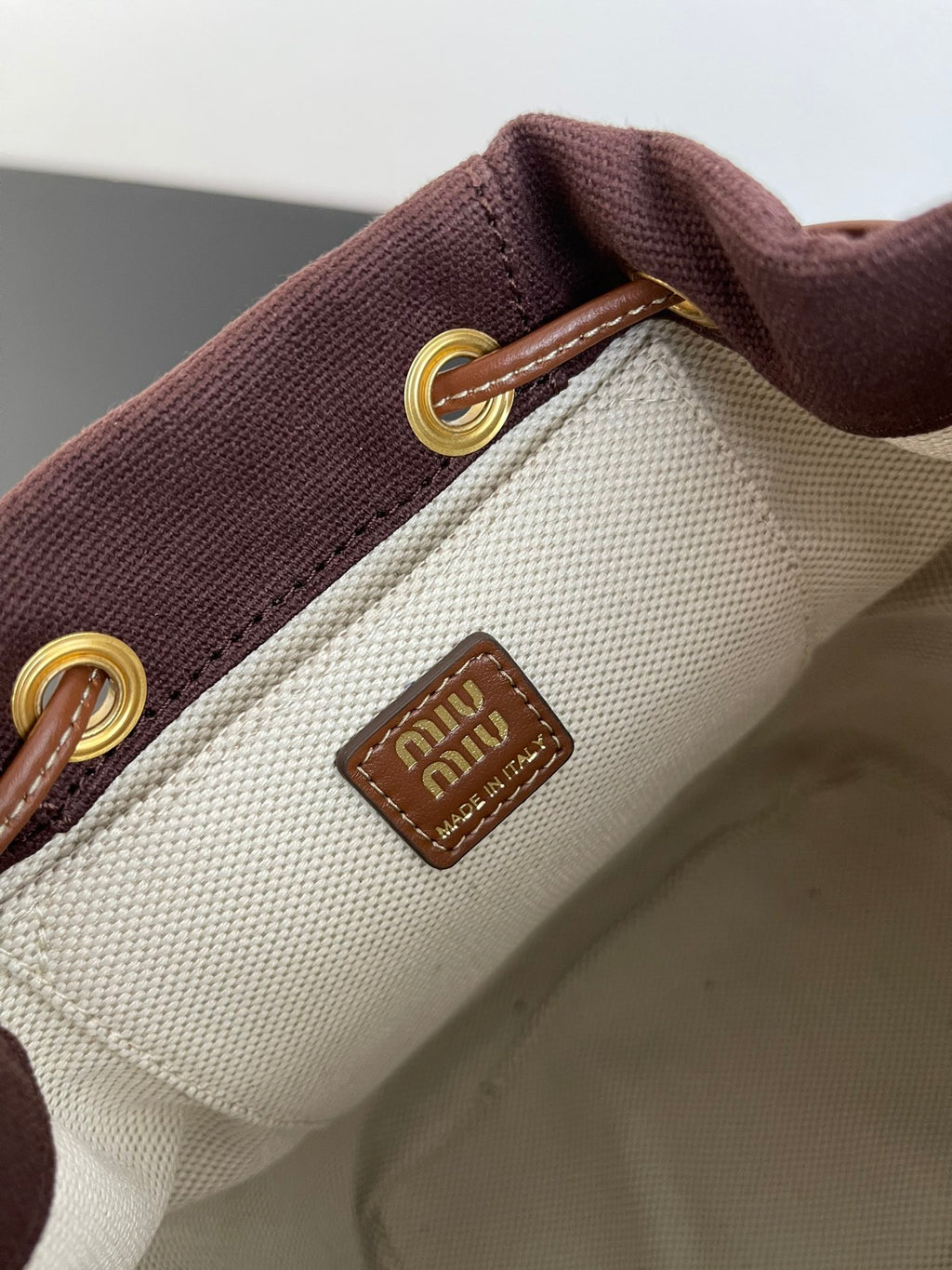 Miu Miu Canvas Mini Backpack – Dark Brown