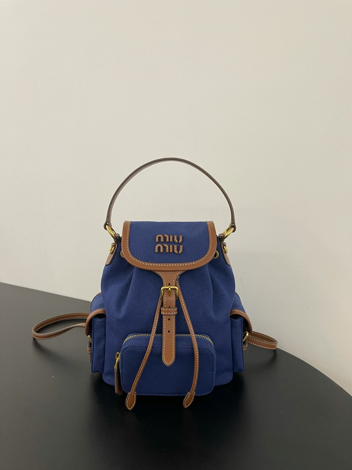 Miu Miu Canvas Mini Backpack – Navy Blue