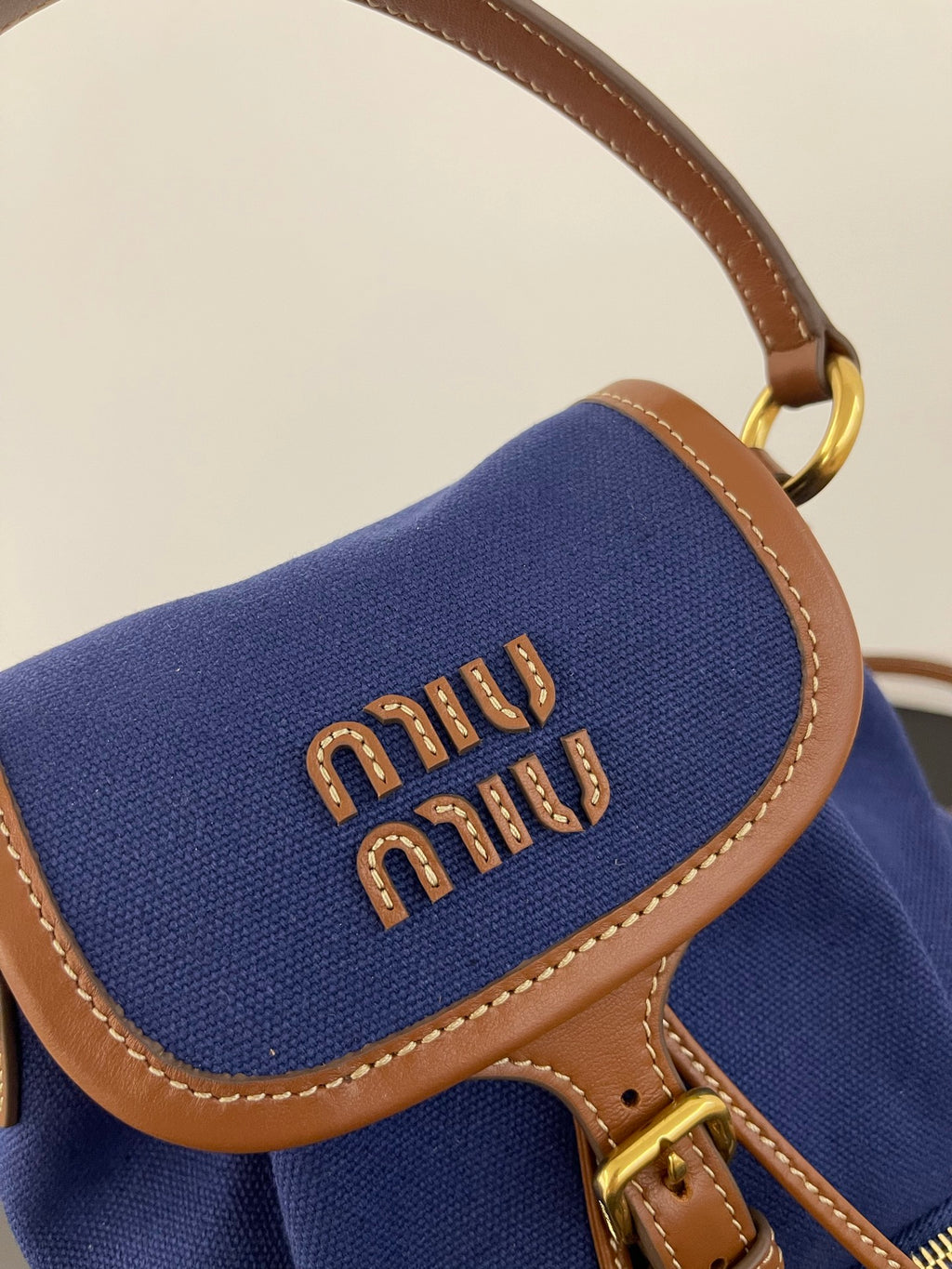 Miu Miu Canvas Mini Backpack – Navy Blue