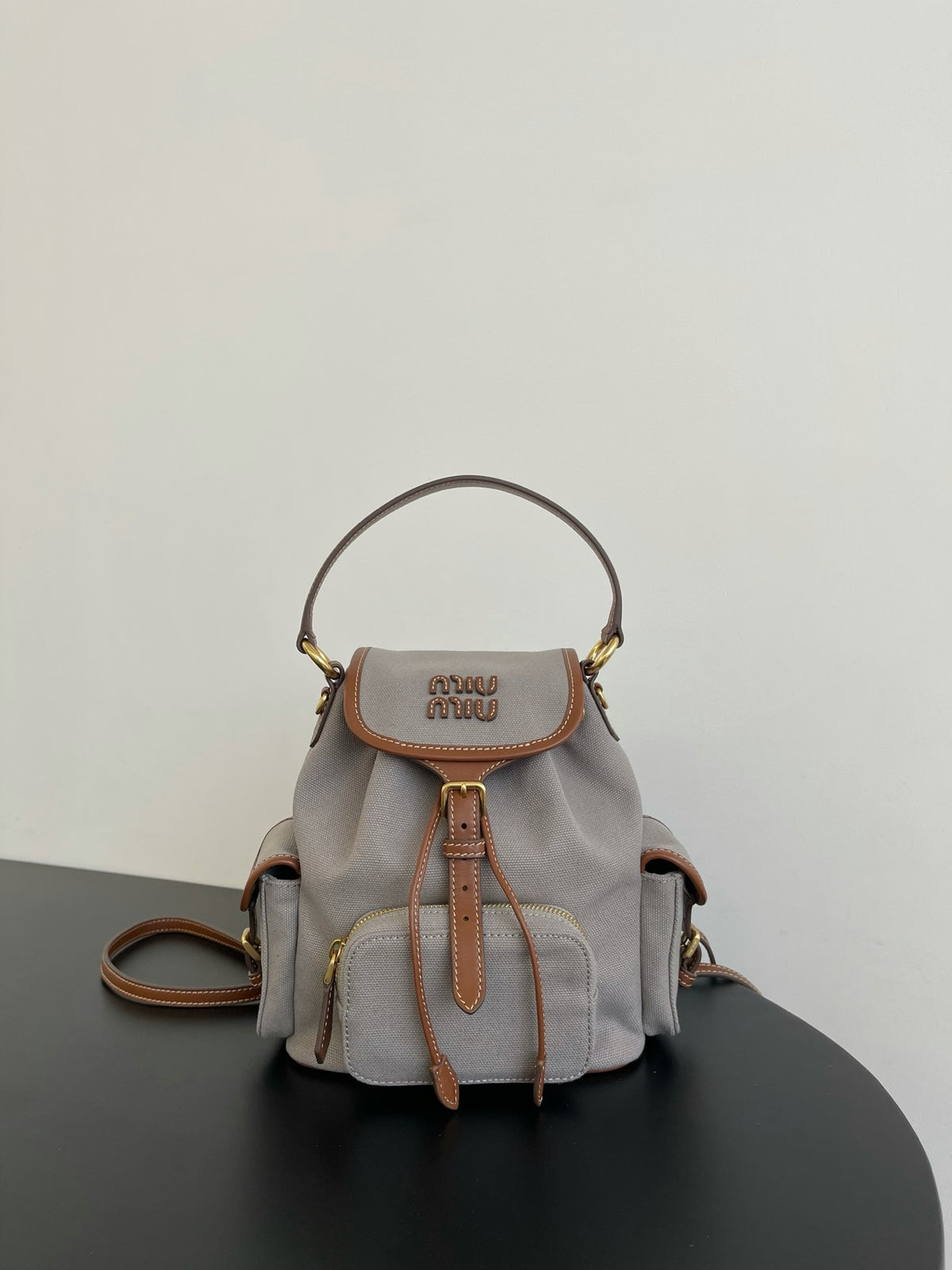 Miu Miu Canvas Mini Backpack – Grey