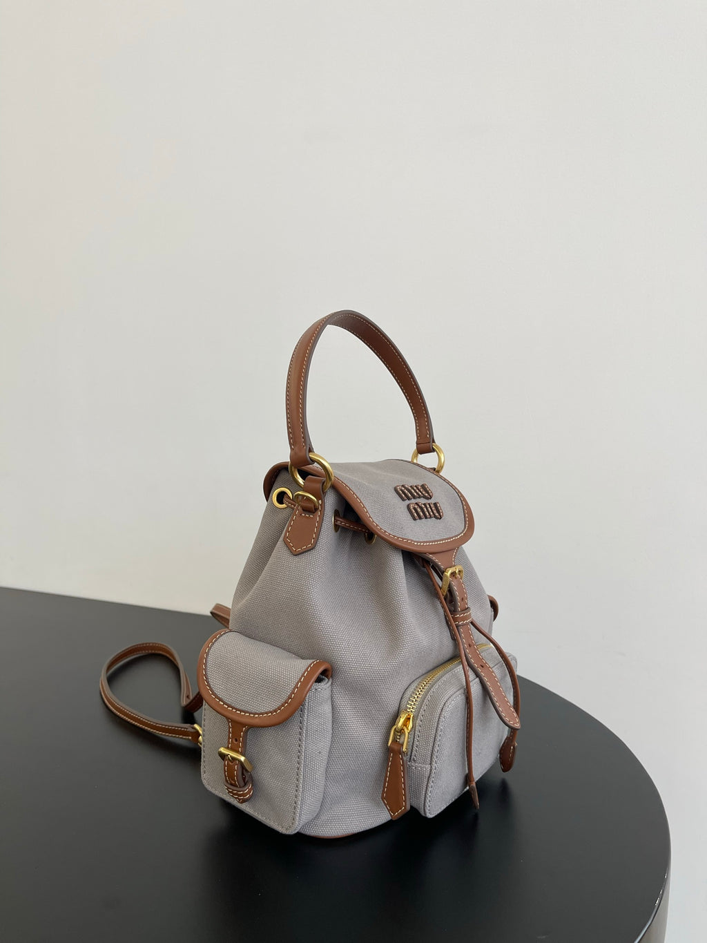 Miu Miu Canvas Mini Backpack – Grey