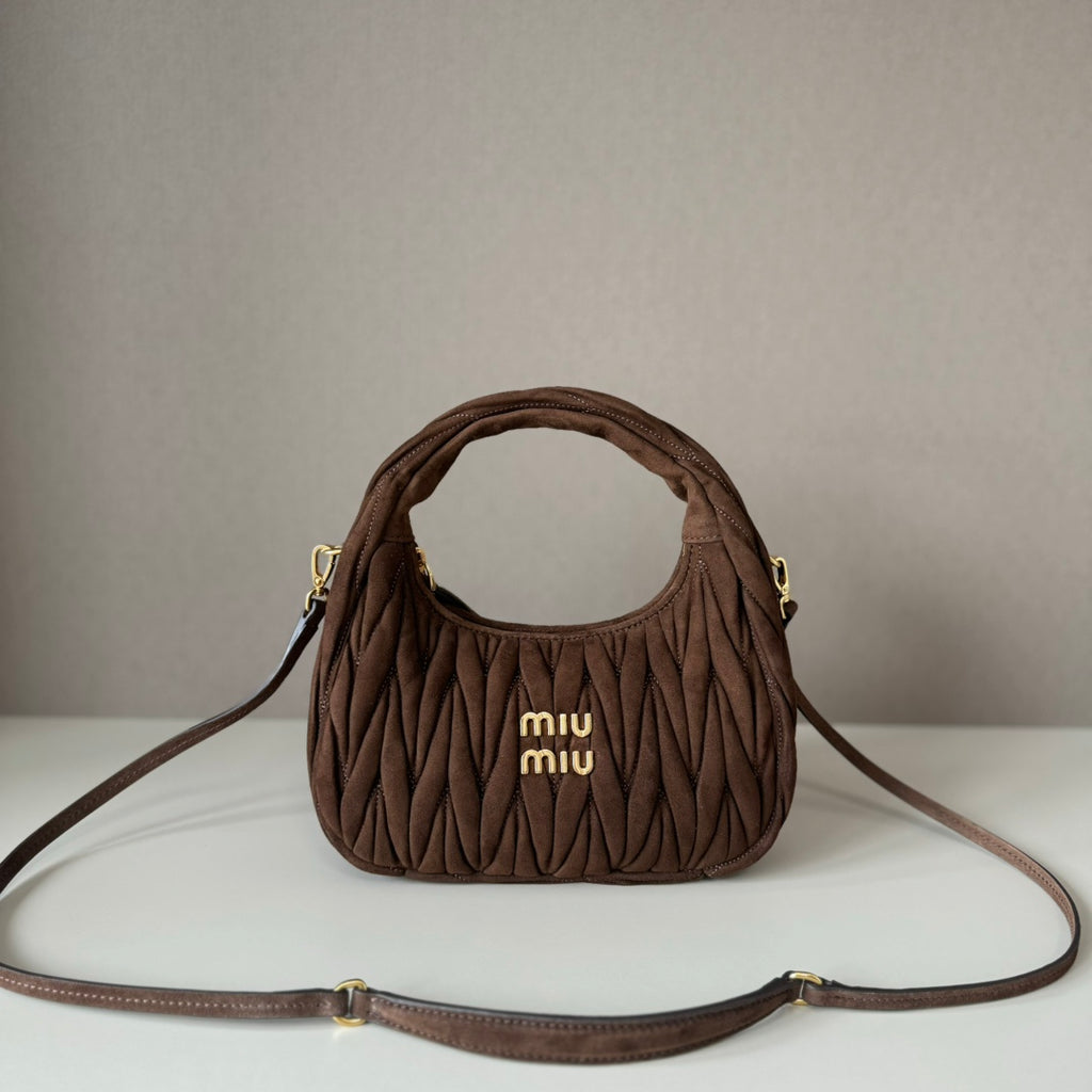 Miu Miu Wander Matelassé Hobo Bag – Brown