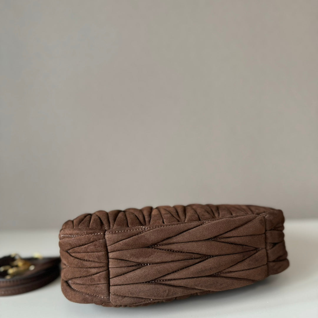 Miu Miu Wander Matelassé Hobo Bag – Brown