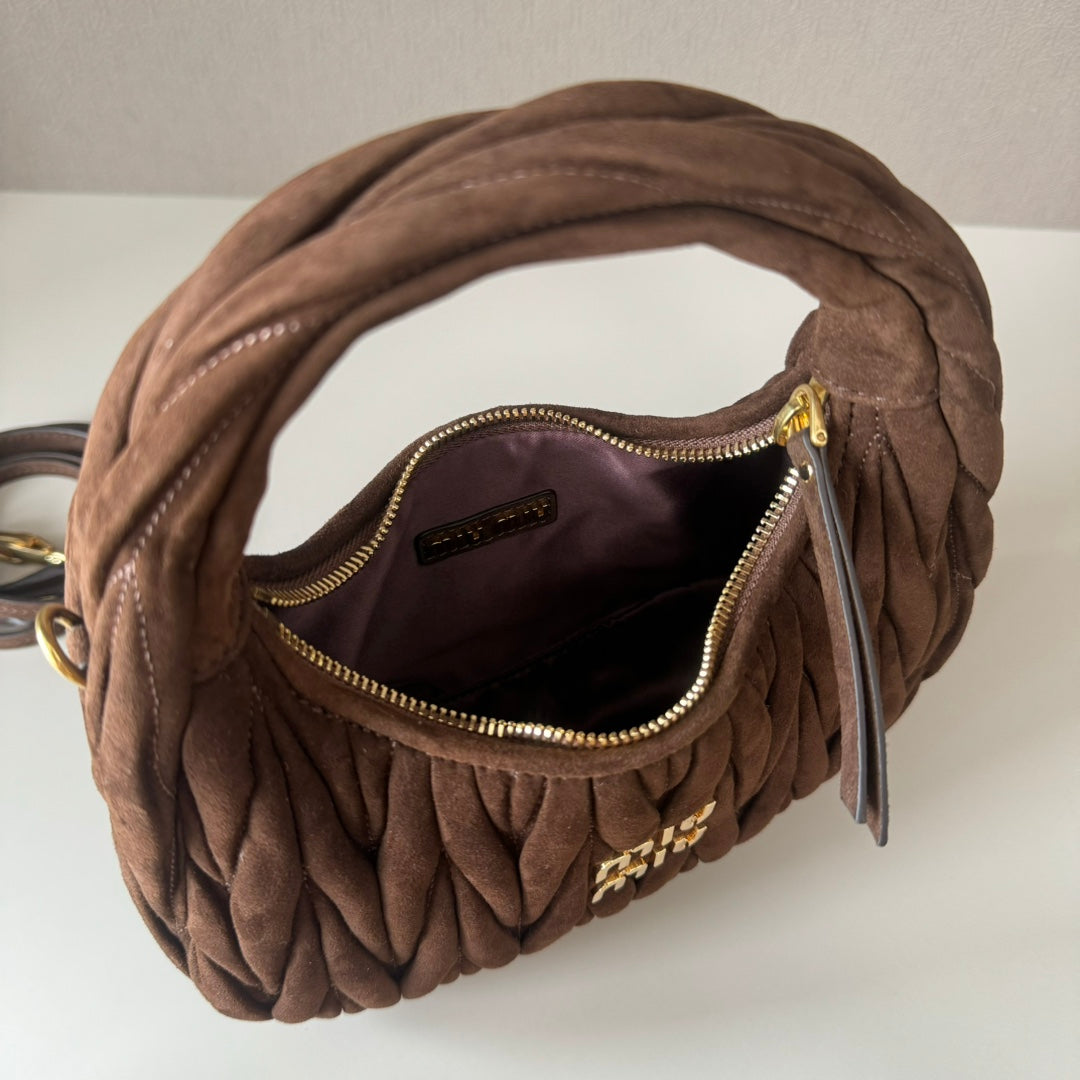 Miu Miu Wander Matelassé Hobo Bag – Brown
