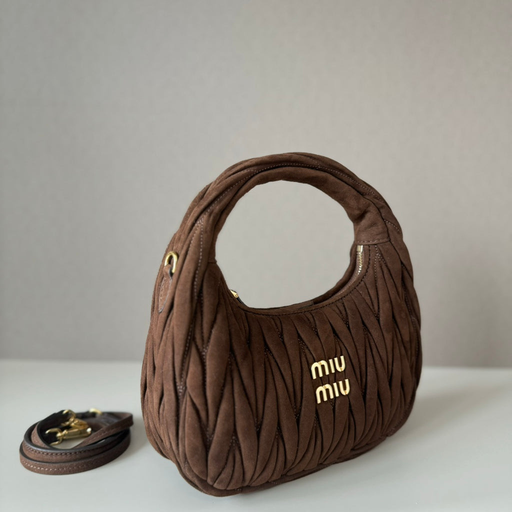 Miu Miu Wander Matelassé Hobo Bag – Brown