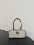 Miu Miu Mini Canvas Top Handle Bag – Beige & Brown