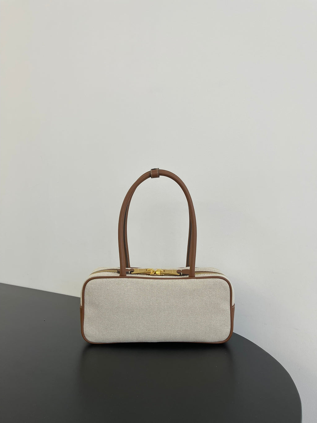 Miu Miu Mini Canvas Top Handle Bag – Beige & Brown