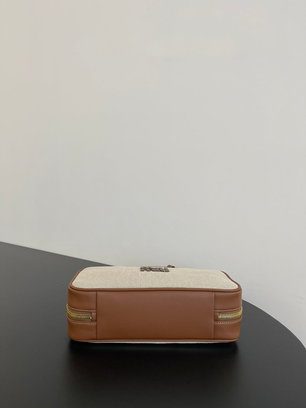 Miu Miu Mini Canvas Top Handle Bag – Beige & Brown