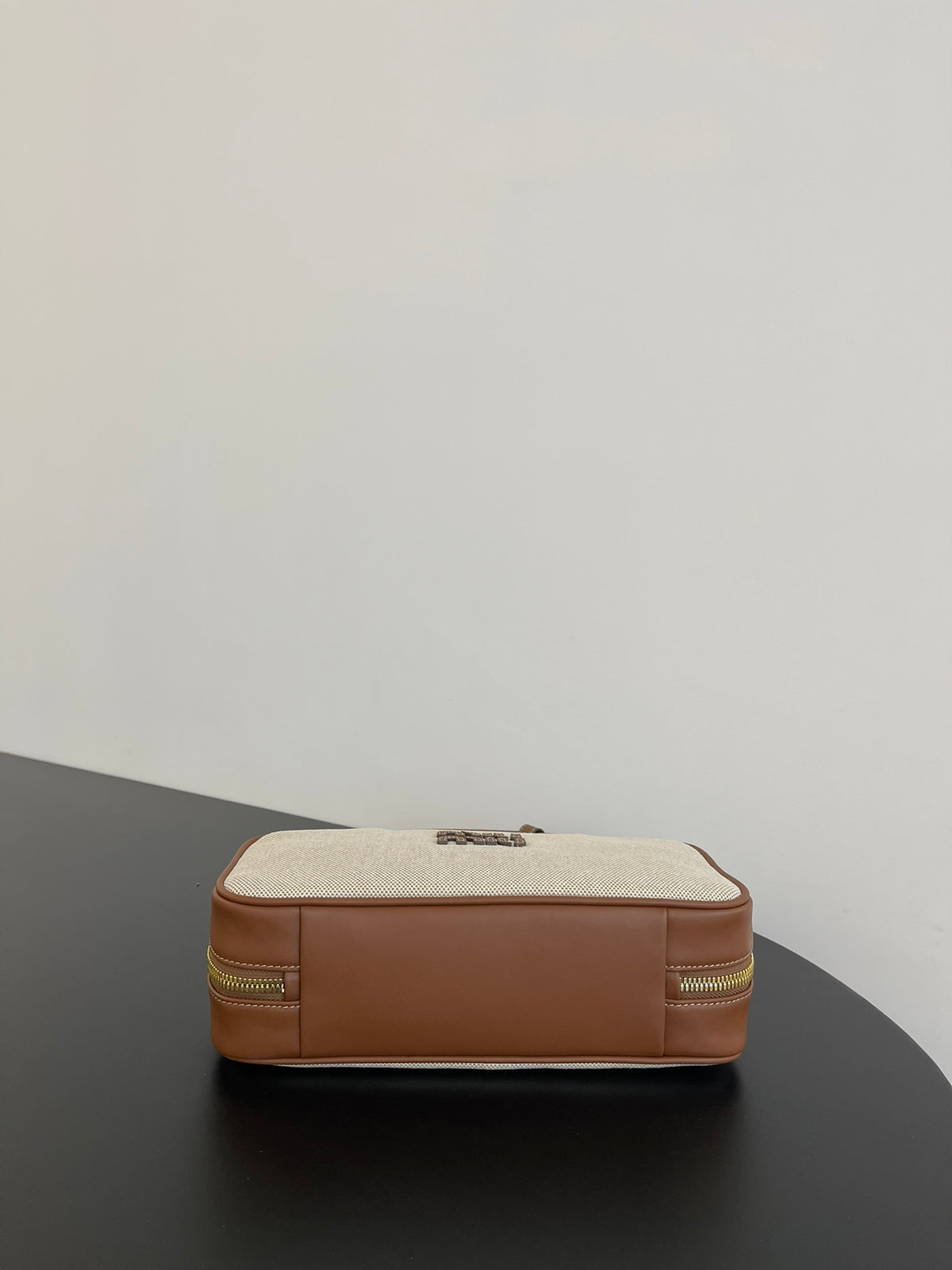 Miu Miu Mini Canvas Top Handle Bag – Beige & Brown