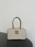 Miu Miu Canvas Top Handle Bag – Beige & Brown