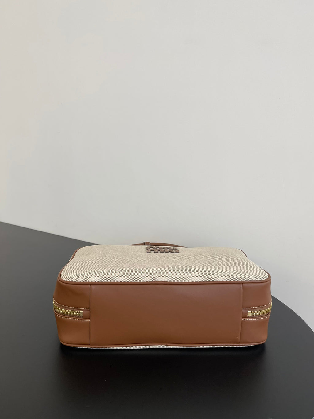 Miu Miu Canvas Top Handle Bag – Beige & Brown