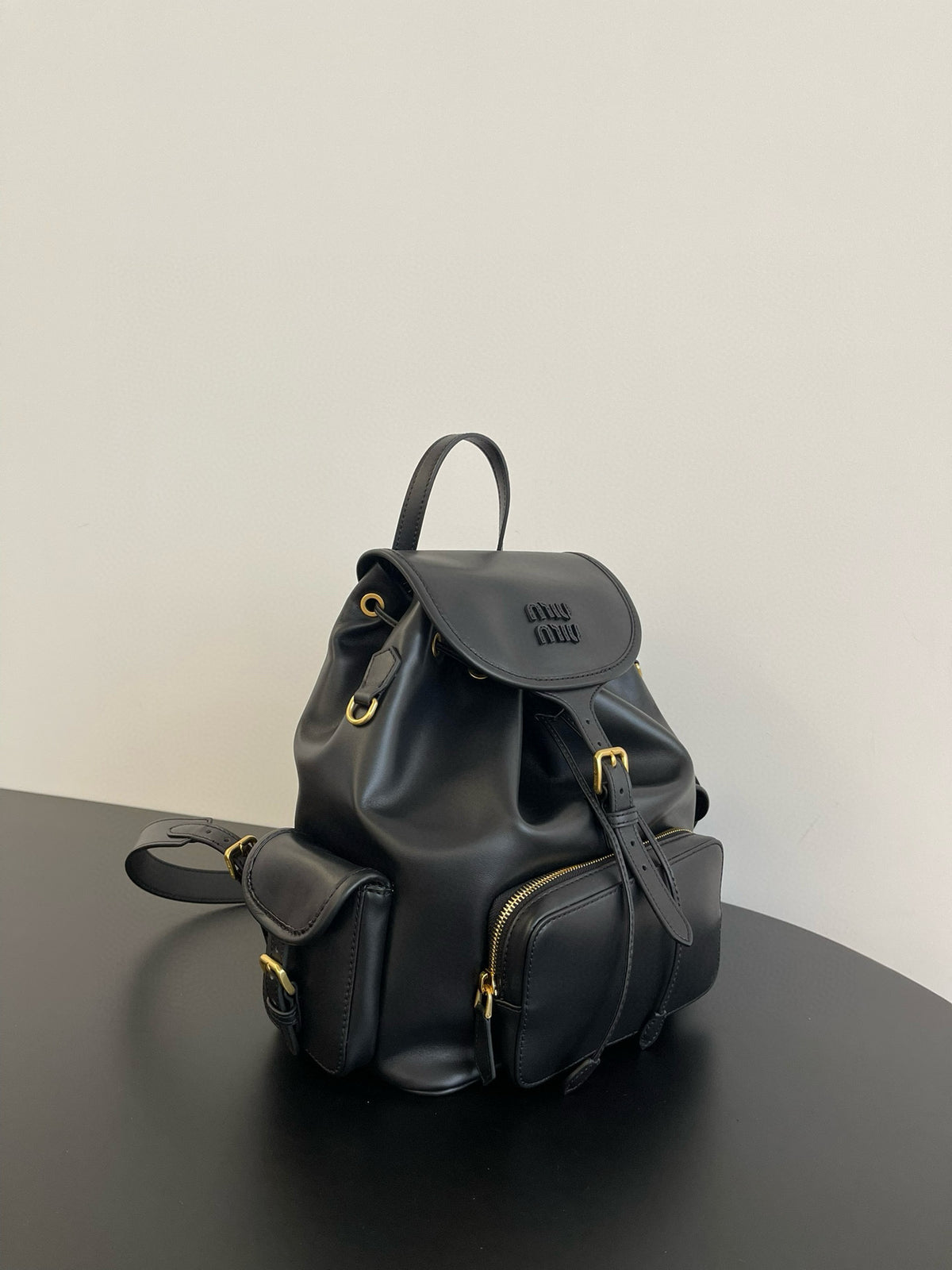 Miu Miu Leather Backpack – Black