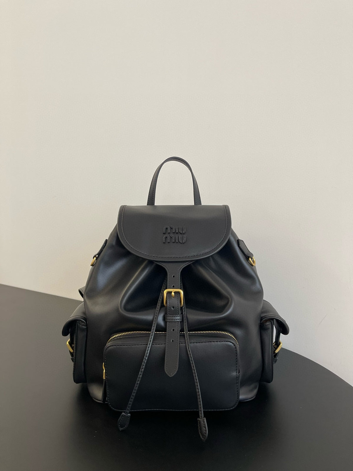 Miu Miu Leather Backpack – Black