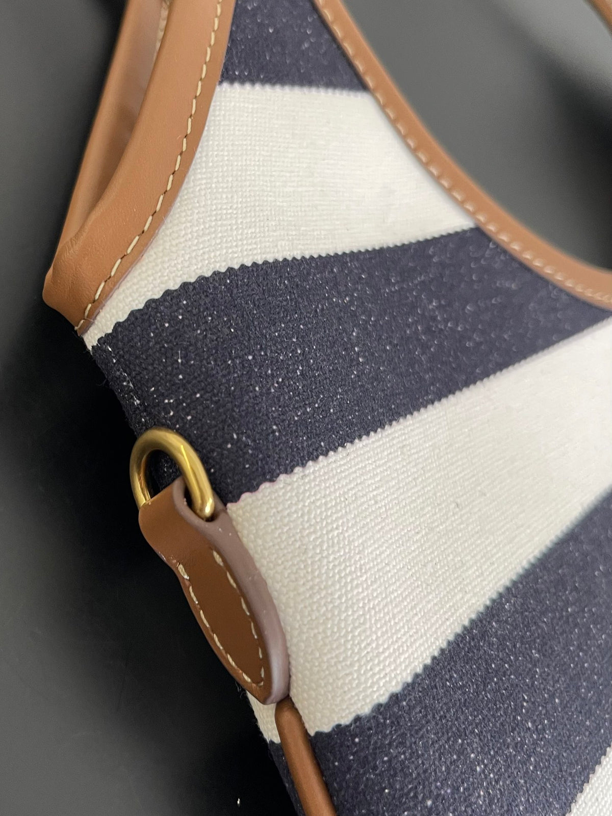 Miu Miu Striped Canvas Tote Bag – Navy & White