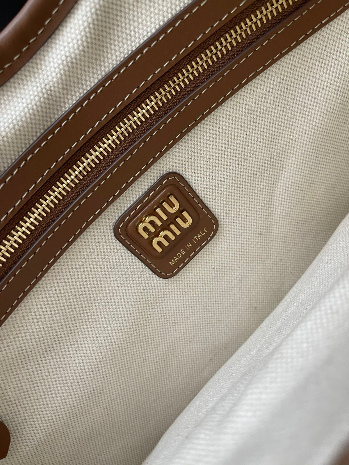 Miu Miu Striped Canvas Tote Bag – Navy & White