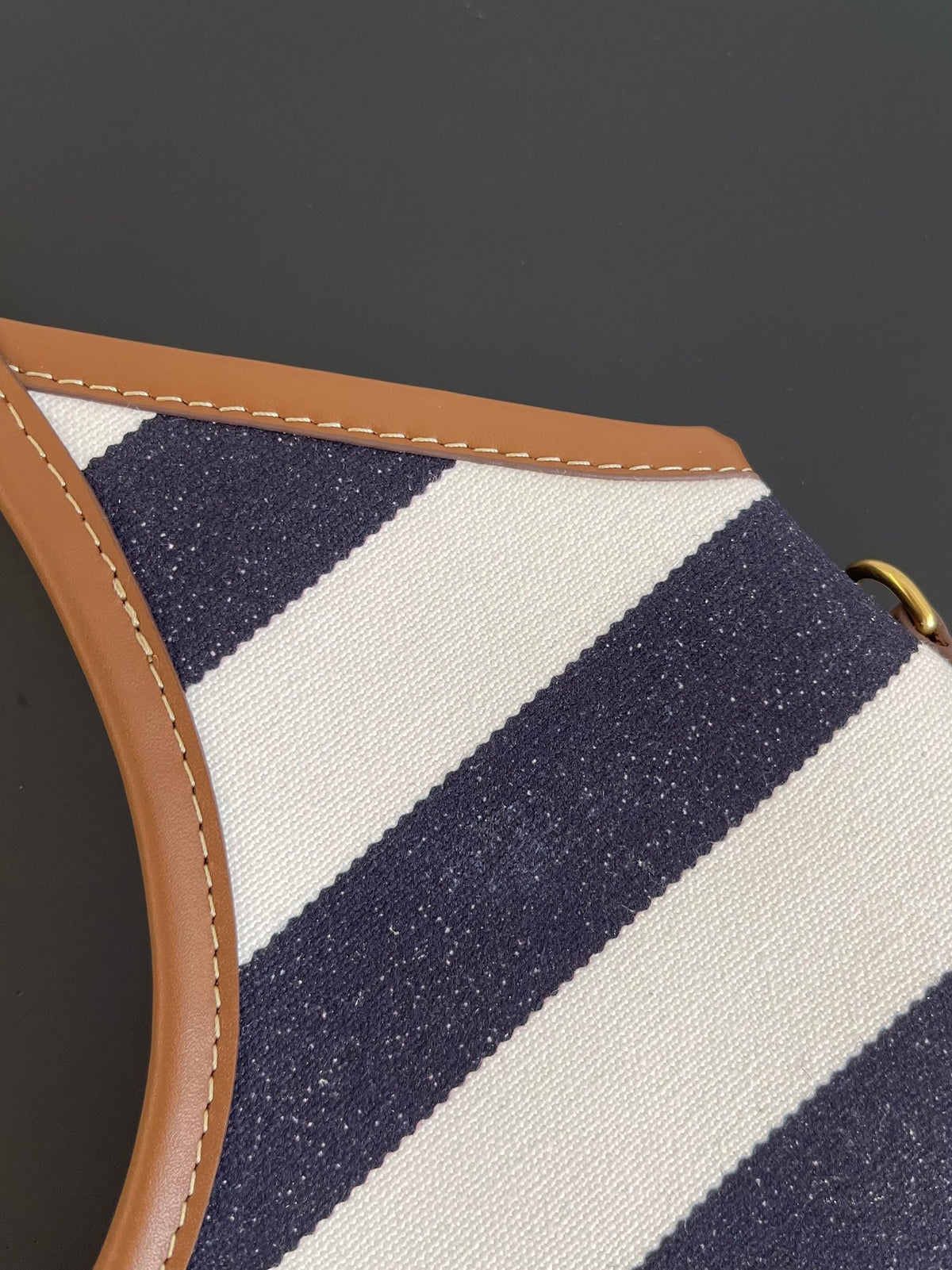 Miu Miu Striped Canvas Tote Bag – Navy & White