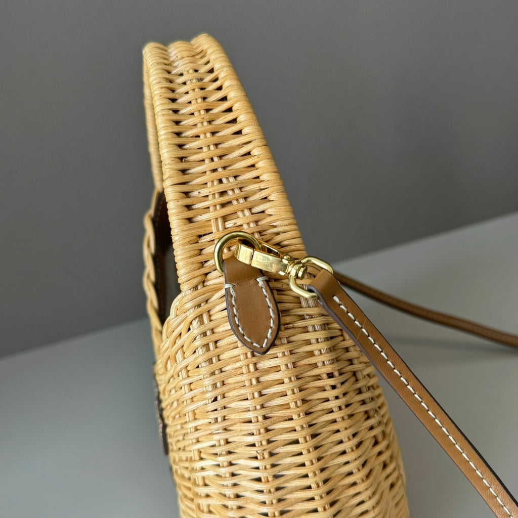 Miu Miu Woven Raffia Mini Hobo Bag – Natural