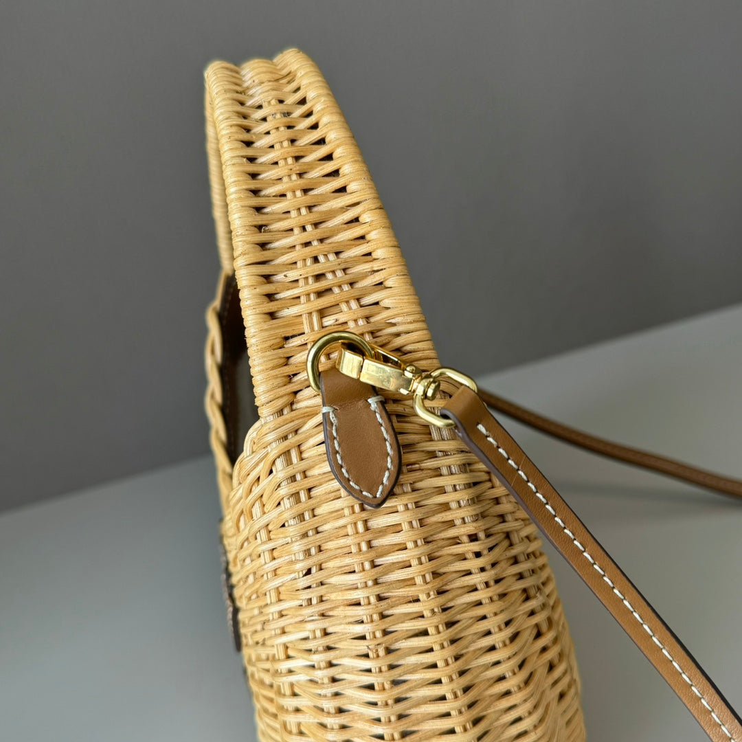 Miu Miu Woven Raffia Mini Hobo Bag – Natural