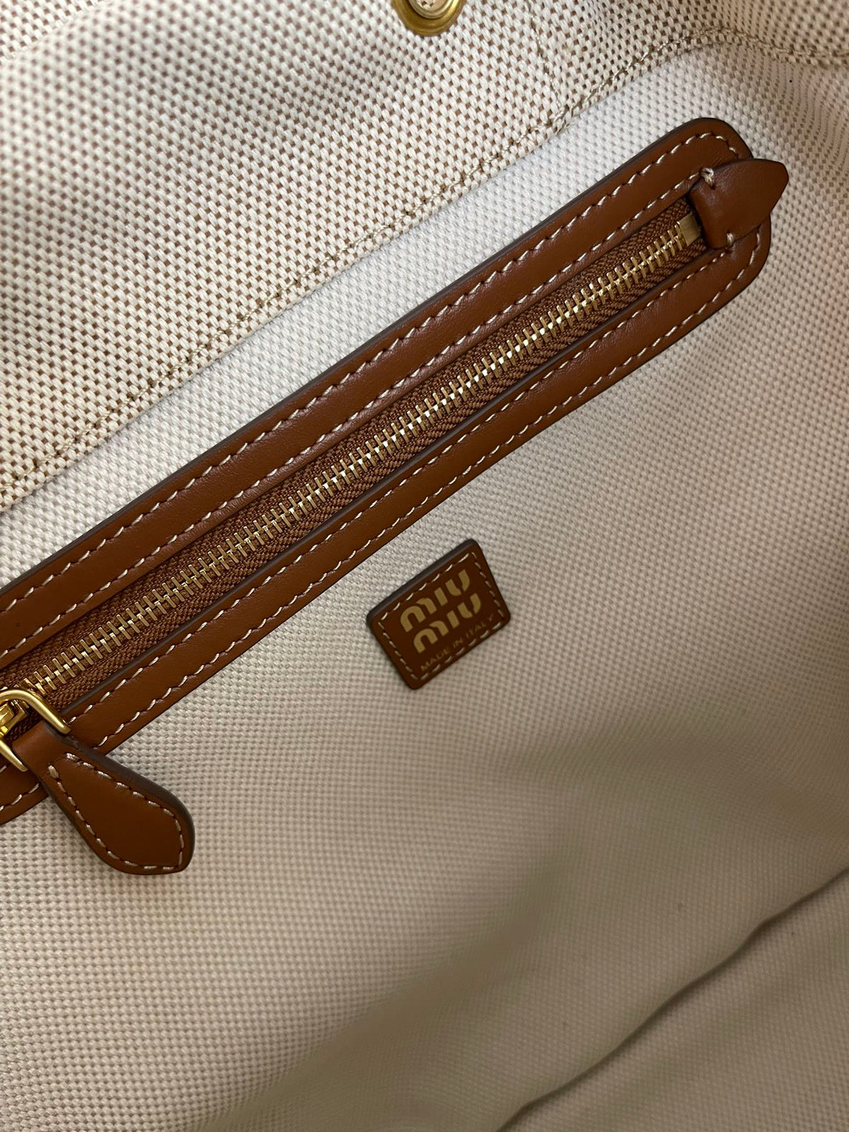 Miu Miu Canvas Backpack – White
