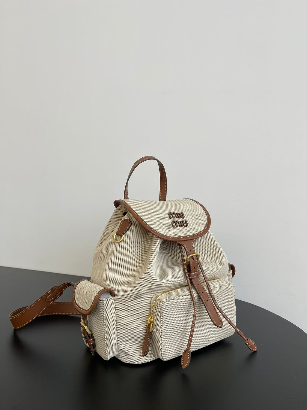 Miu Miu Canvas Backpack – White