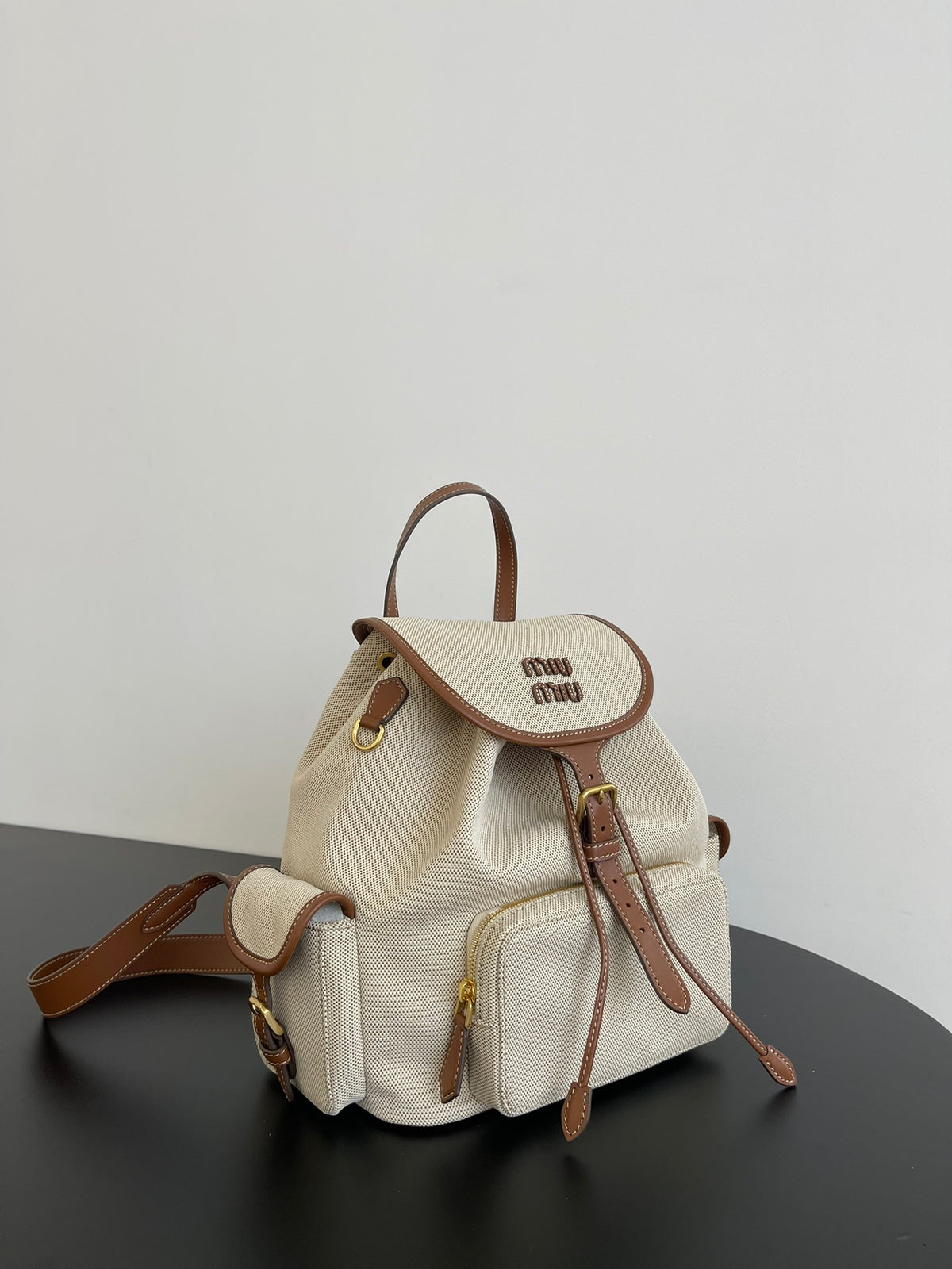 Miu Miu Canvas Backpack – White