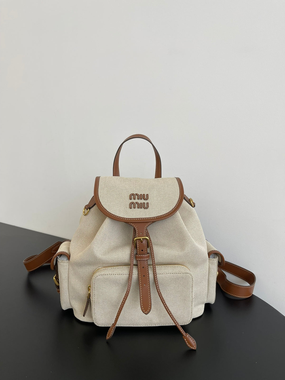 Miu Miu Canvas Backpack – White