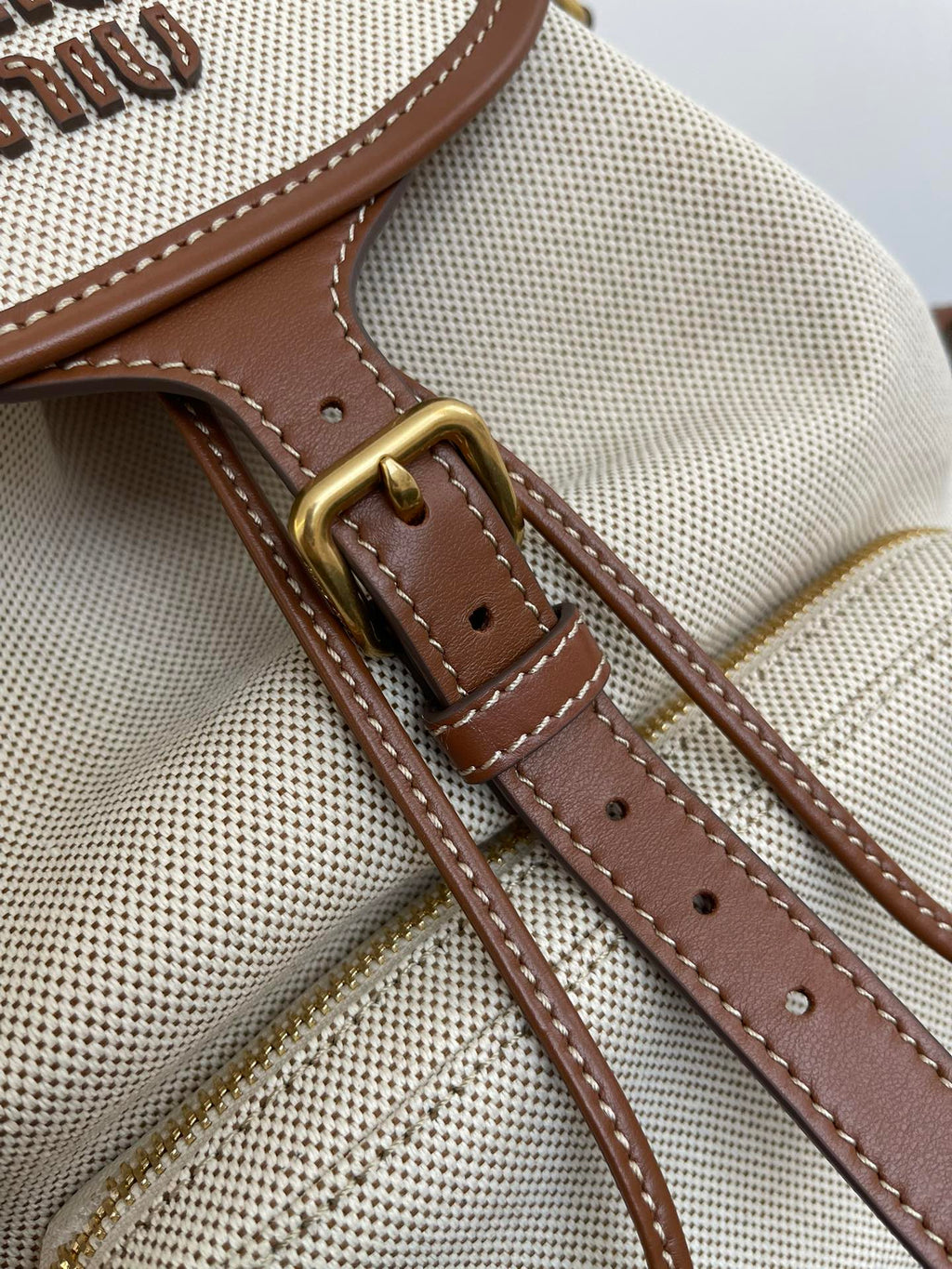 Miu Miu Canvas Backpack – White