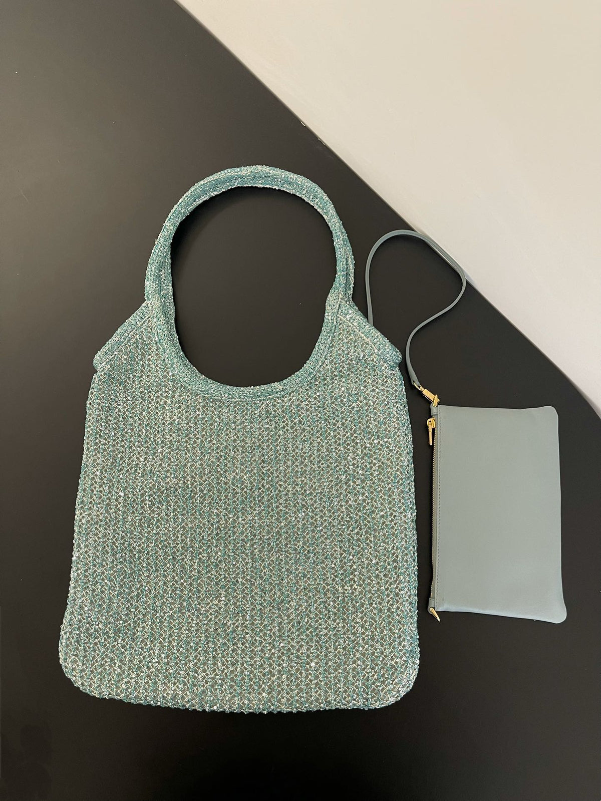 Miu Miu Woven Tote Bag – Light Blue