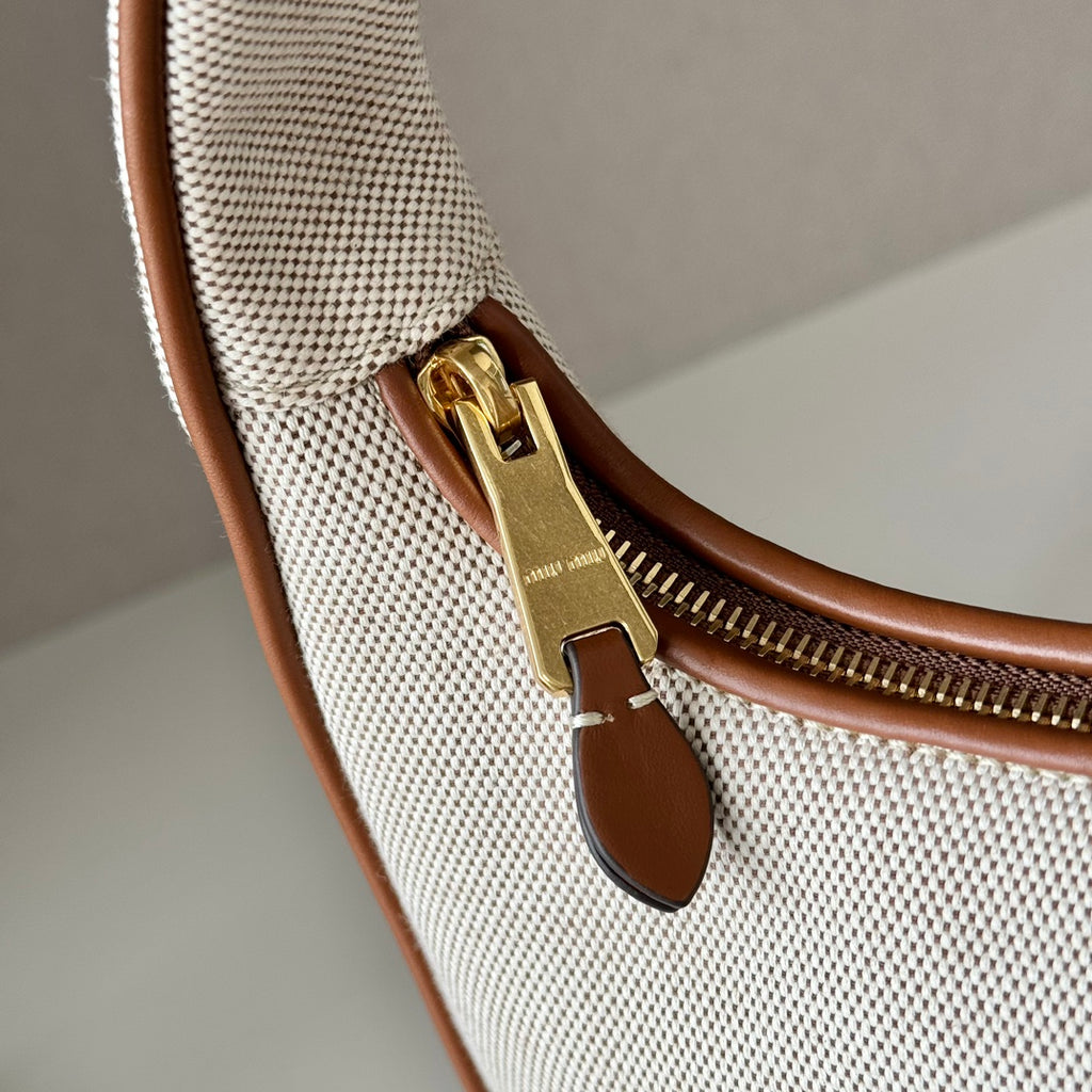 Miu Miu Ivy Canvas Mini Bag – White & Tan