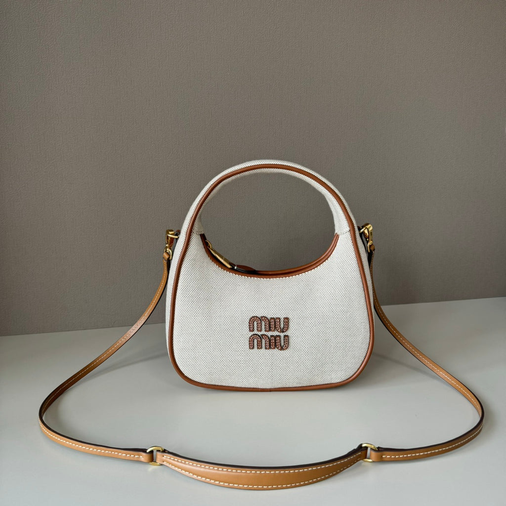Miu Miu Ivy Canvas Mini Bag – White & Tan