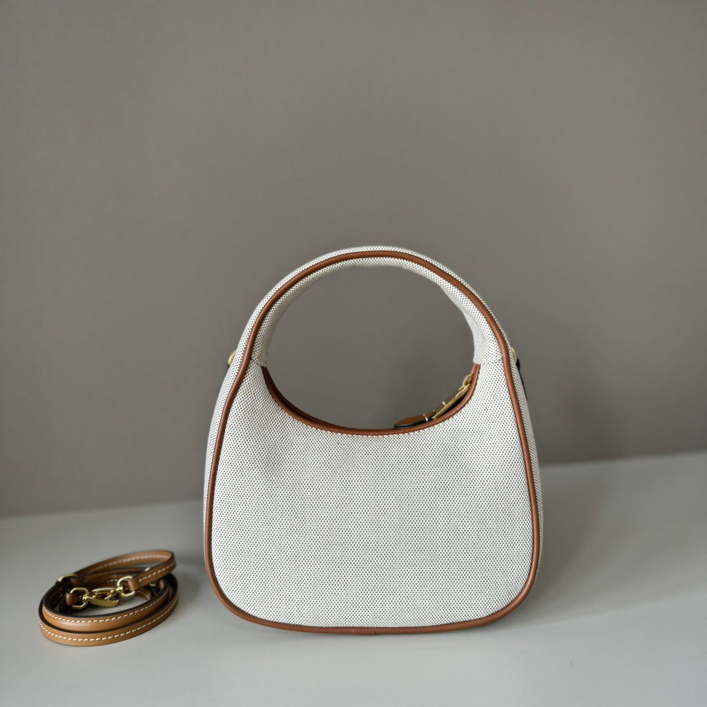 Miu Miu Ivy Canvas Mini Bag – White & Tan