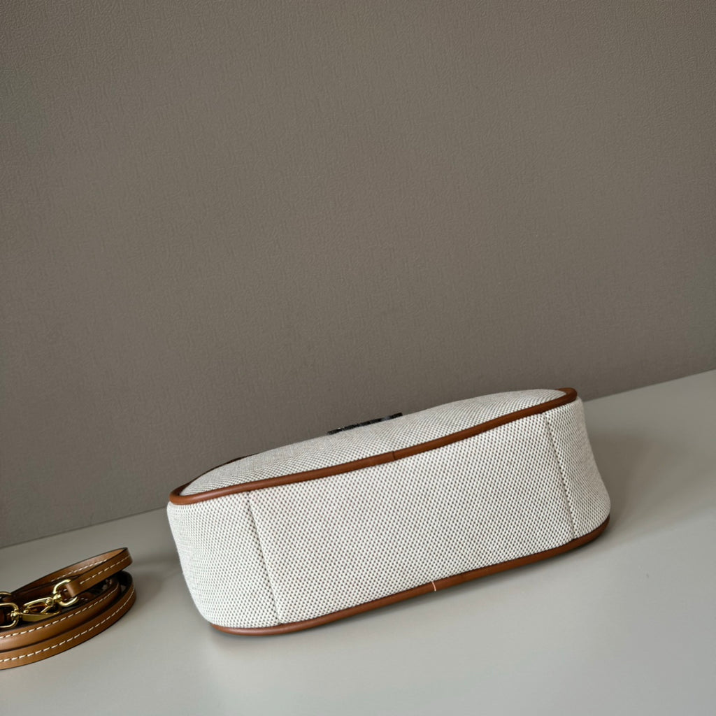 Miu Miu Ivy Canvas Mini Bag – White & Tan