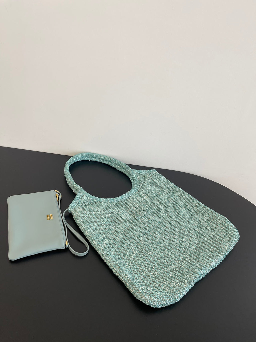 Miu Miu Woven Tote Bag – Light Blue