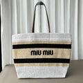 Miu Miu Striped Crochet Tote Bag – Brown & White