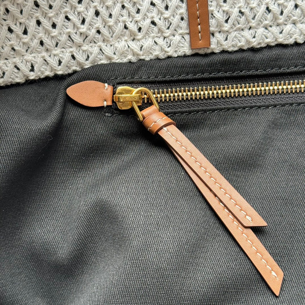 Miu Miu Striped Crochet Tote Bag – Brown & White