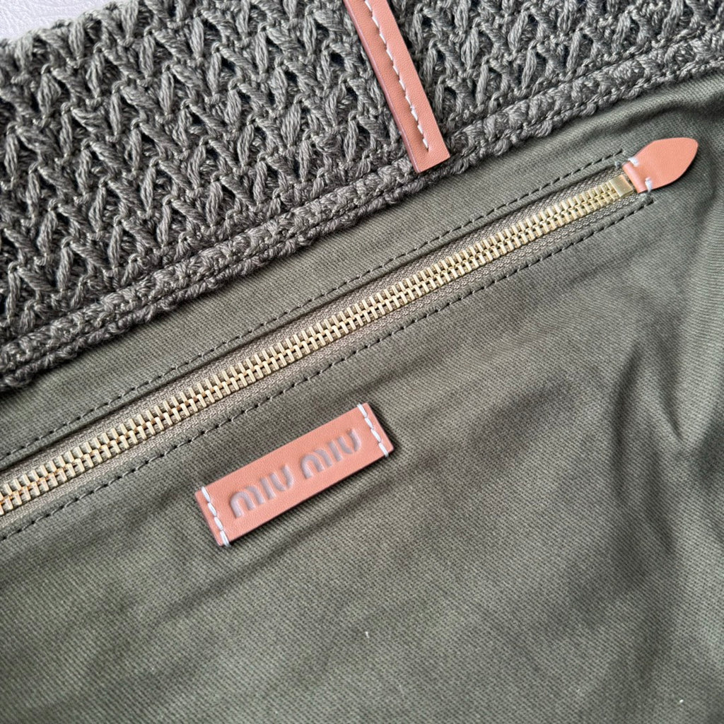 Miu Miu Striped Crochet Tote Bag – Green & Yellow