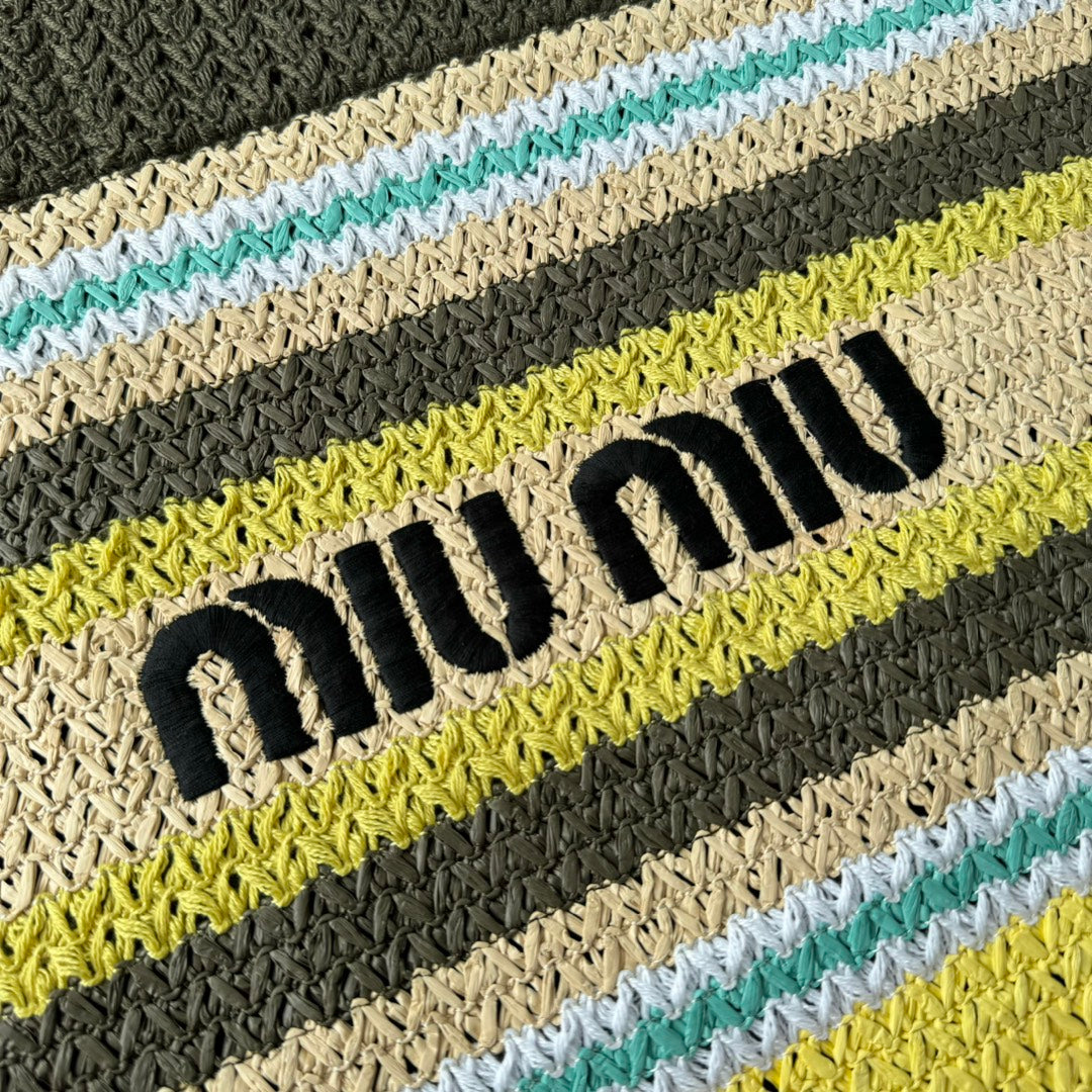 Miu Miu Striped Crochet Tote Bag – Green & Yellow
