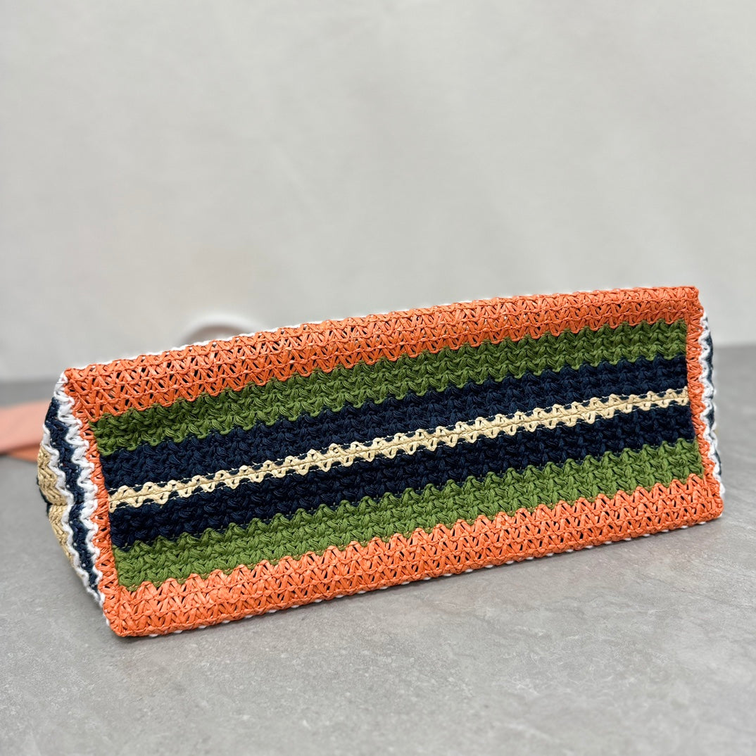 Miu Miu Striped Crochet Tote Bag – Multicolor