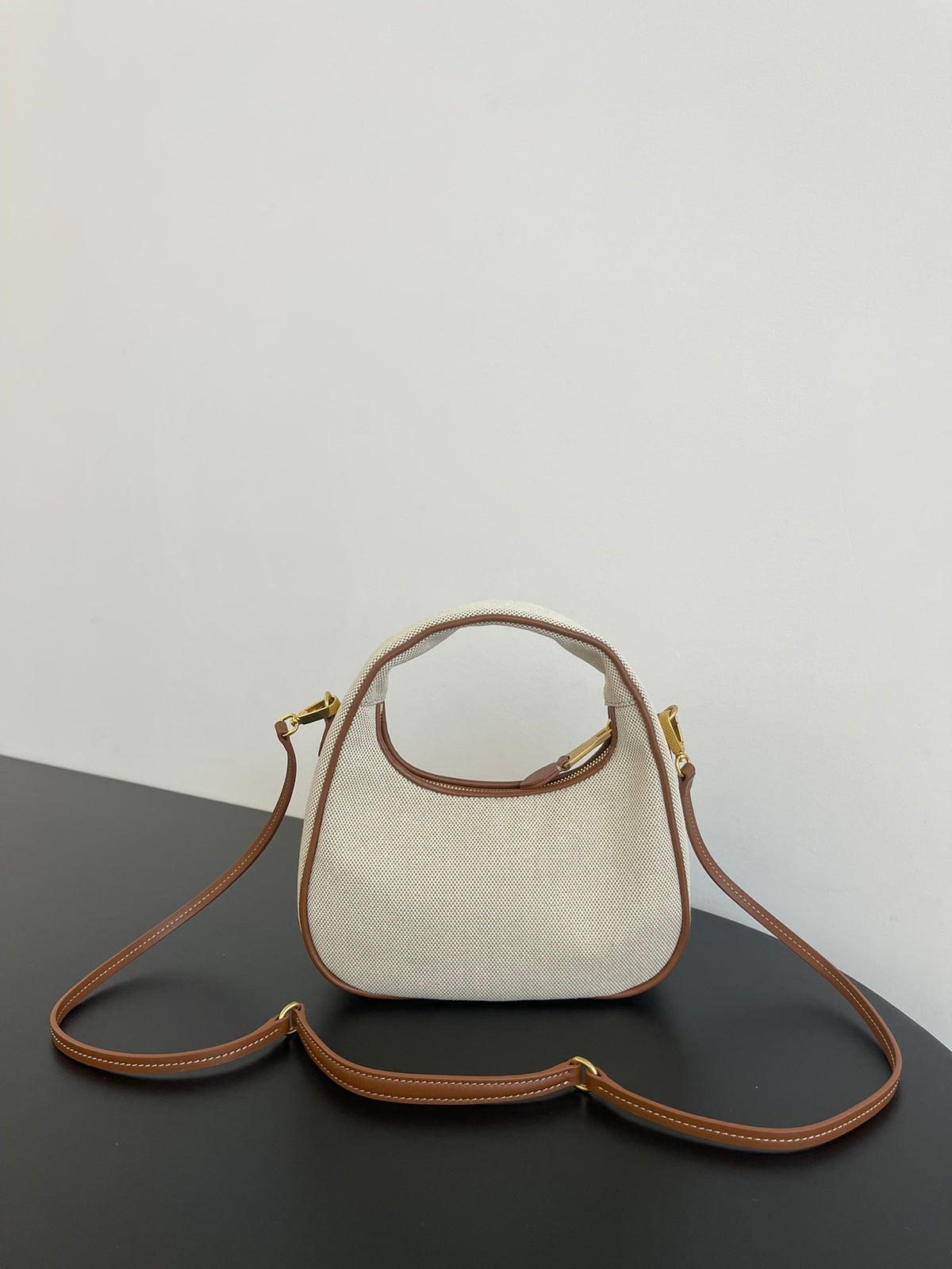Miu Miu Mini Canvas Hobo Bag – Beige & Brown